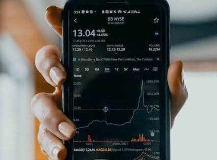Wall Street Stock info is displayed on a phone.