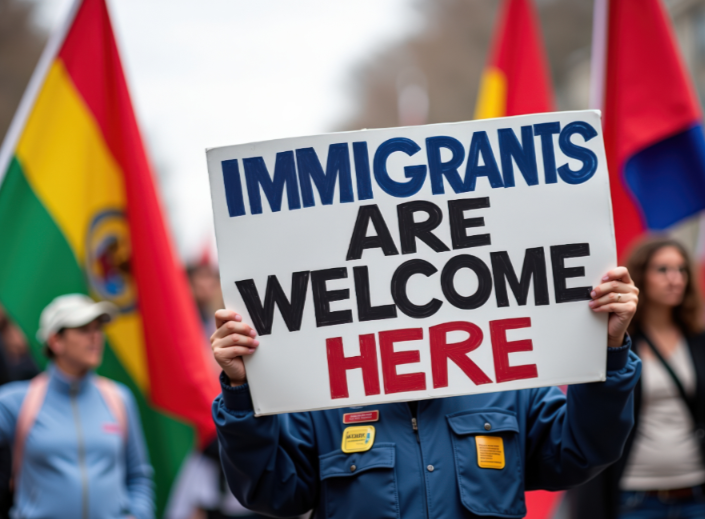 Immigrants are Welcome sign Immigrants are Welcome sign