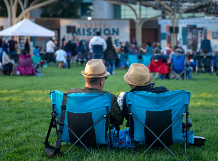 People sitting together on the lawn
